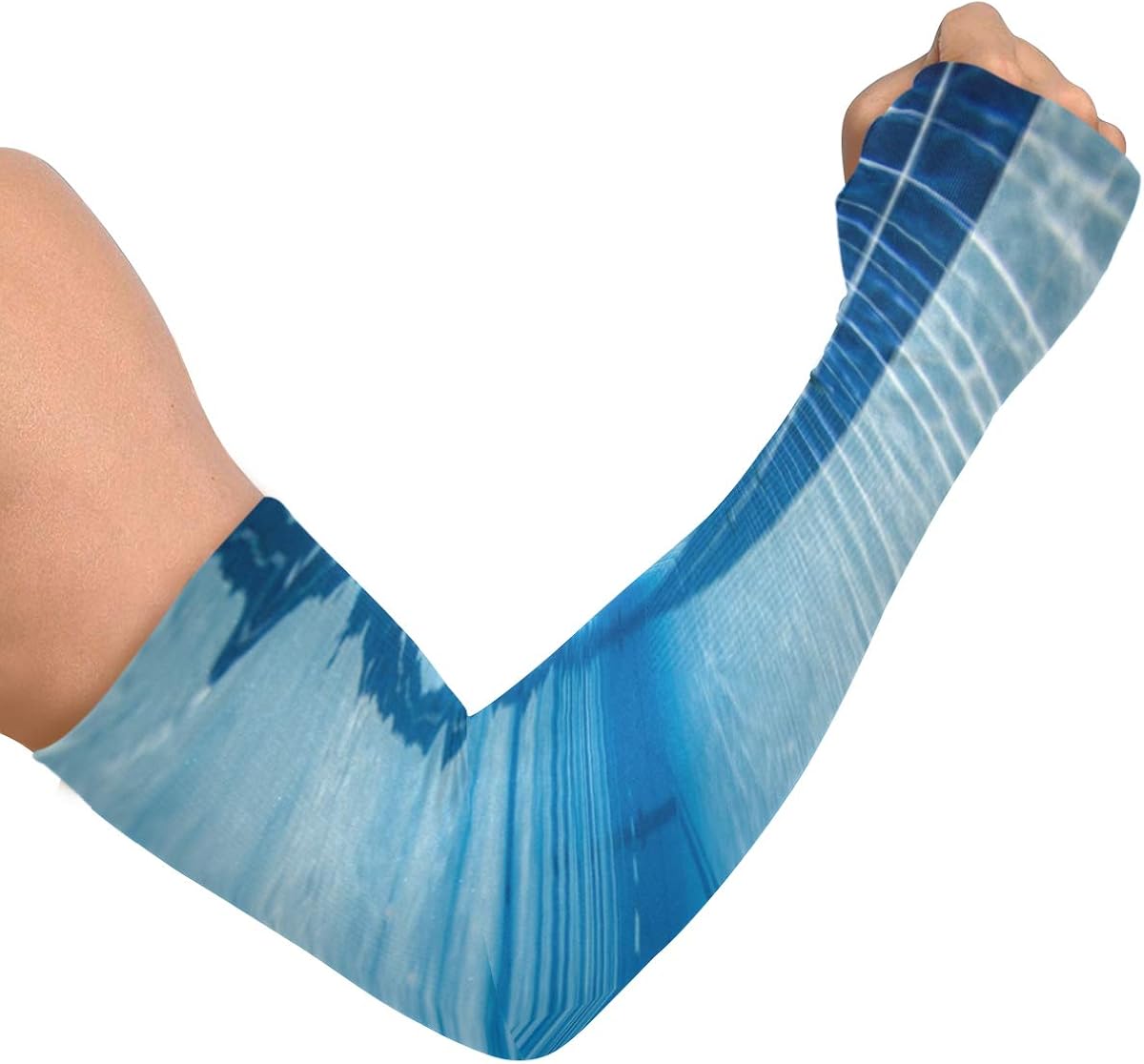 Uv Compression Arm Sleeves Blue Summer Cool Swimming Pool