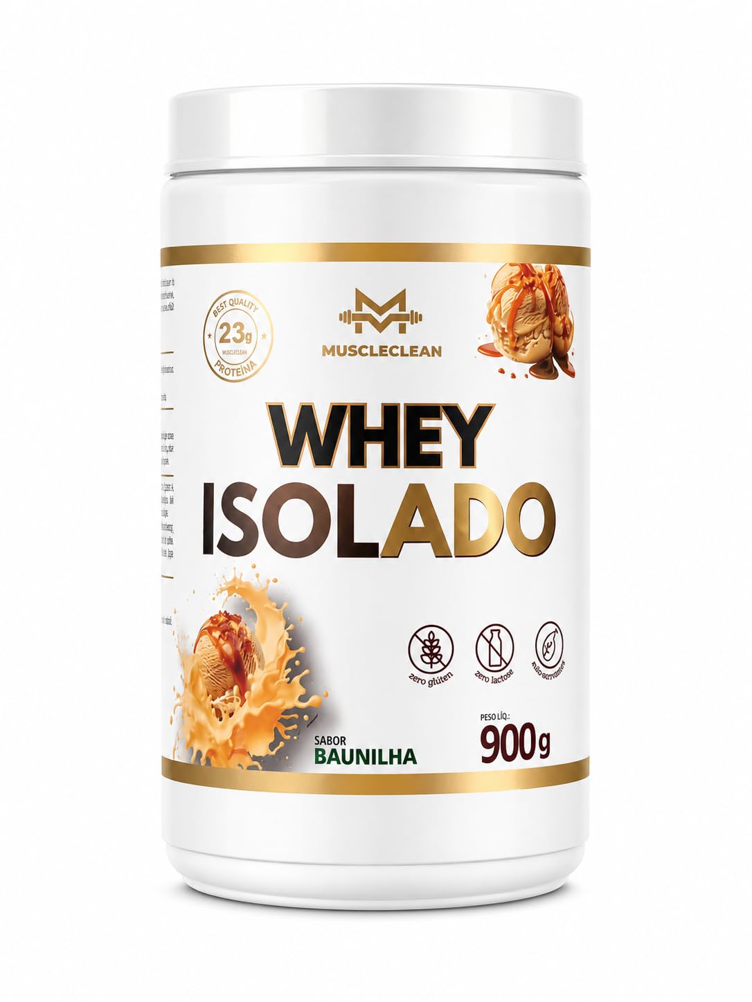 Whey Isolado Muscle Clean Zero Lactose - 900g (Pote, Baunilha
