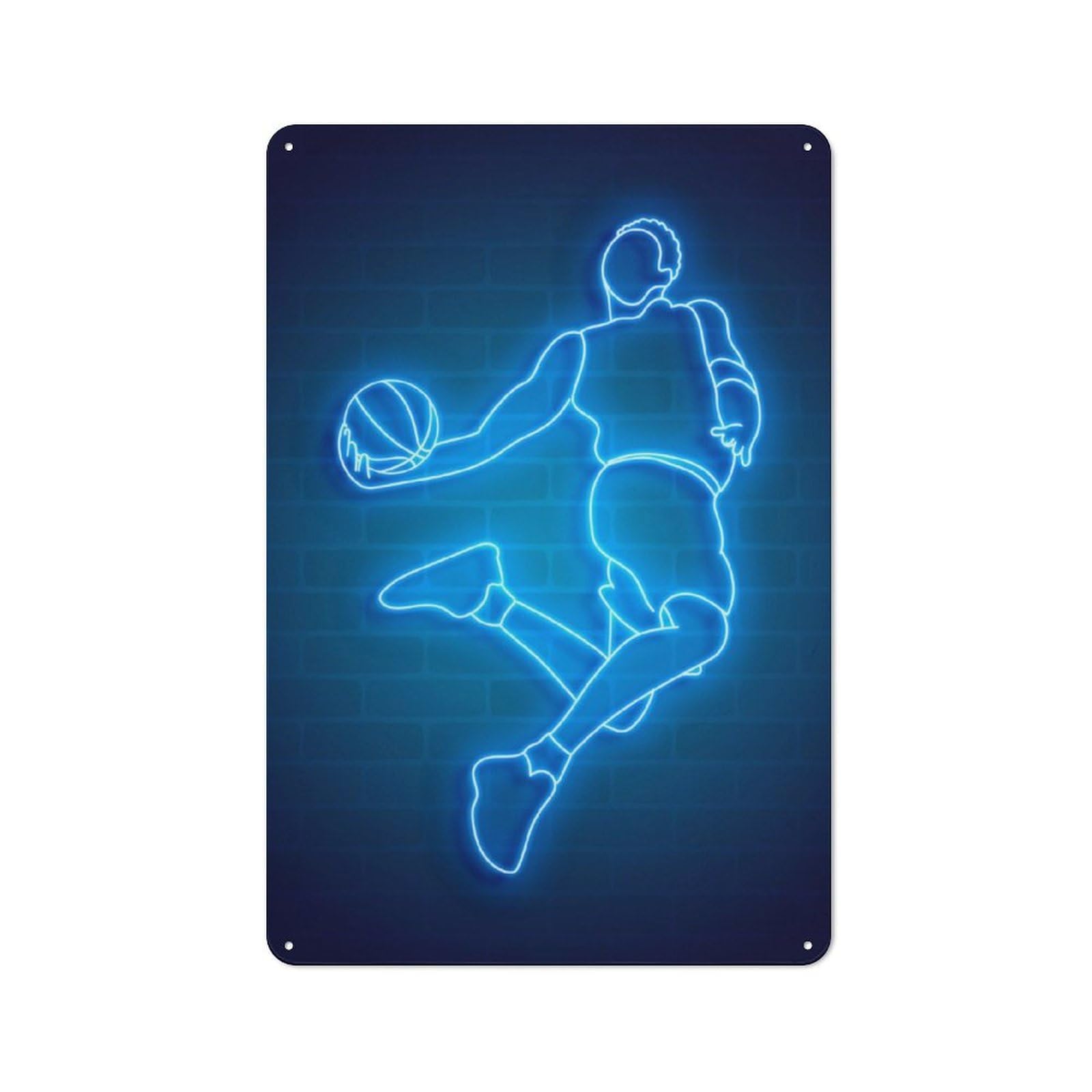 Junmoney Basketball Player Jump Neo Metal Sign 30X20cm With For Hallway Wall, Vintage Decor, For Garage, Workshop And Man Cave Decoration
