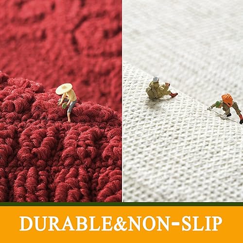 Miniatura 4 de Tapetes de cocina rojos para suelo 2 piezas de 18 x 30 pulgadas antideslizantes lavables alfombra de pie absorbente alfombra de medio círculo para