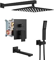 Vista 19 de gotonovo Duchas de lujo de 3 funciones para baño, montaje en pared, cabezal de ducha de 10 pulgadas, sistema de ducha con boquilla de bañera, cuerpo