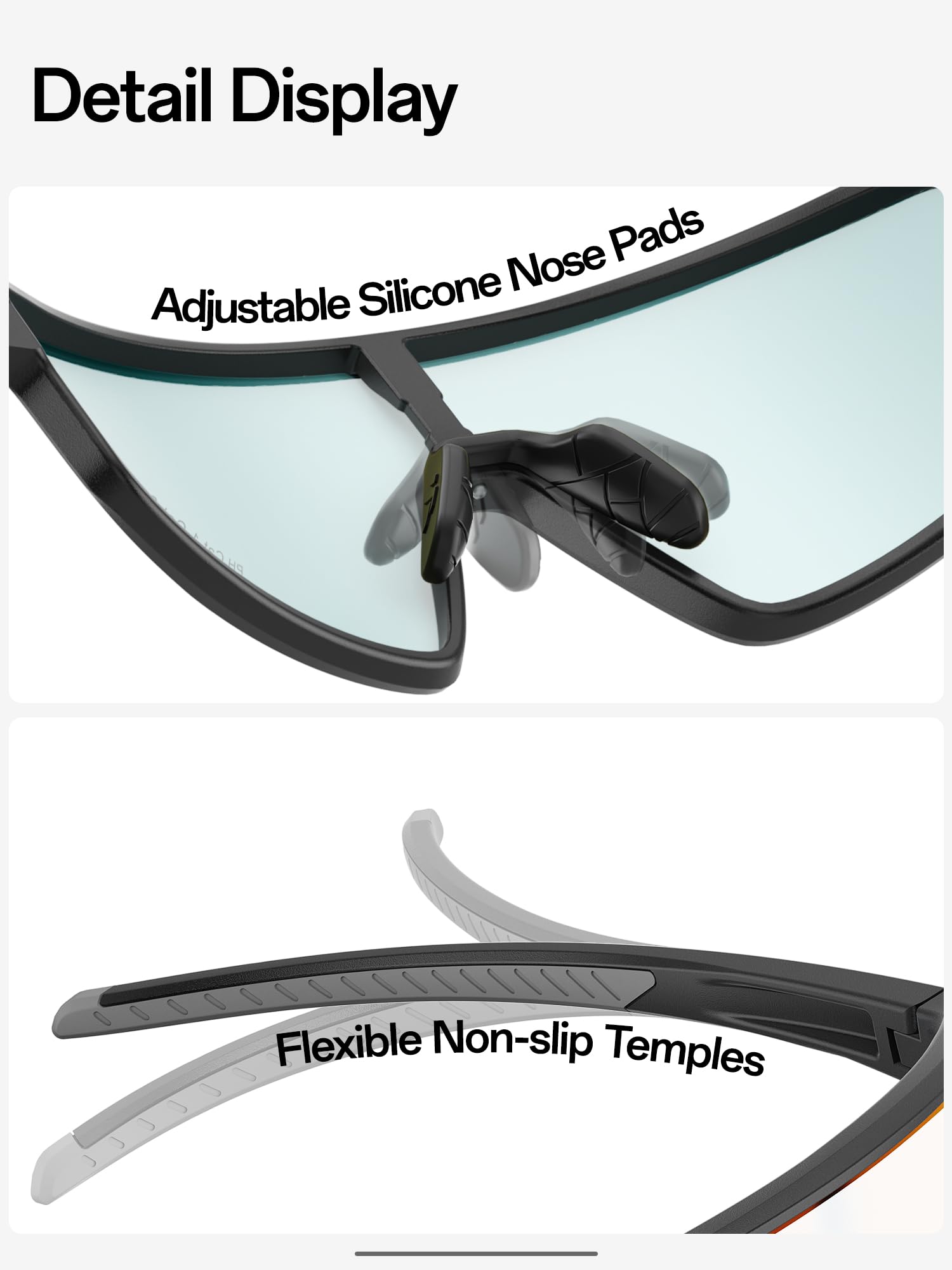 KAPVOE K473 Lunettes de Cyclisme Photochromiques et Colorées pour Hommes et Femmes, Lunettes de Soleil Sportives UV400 Baseball VTT