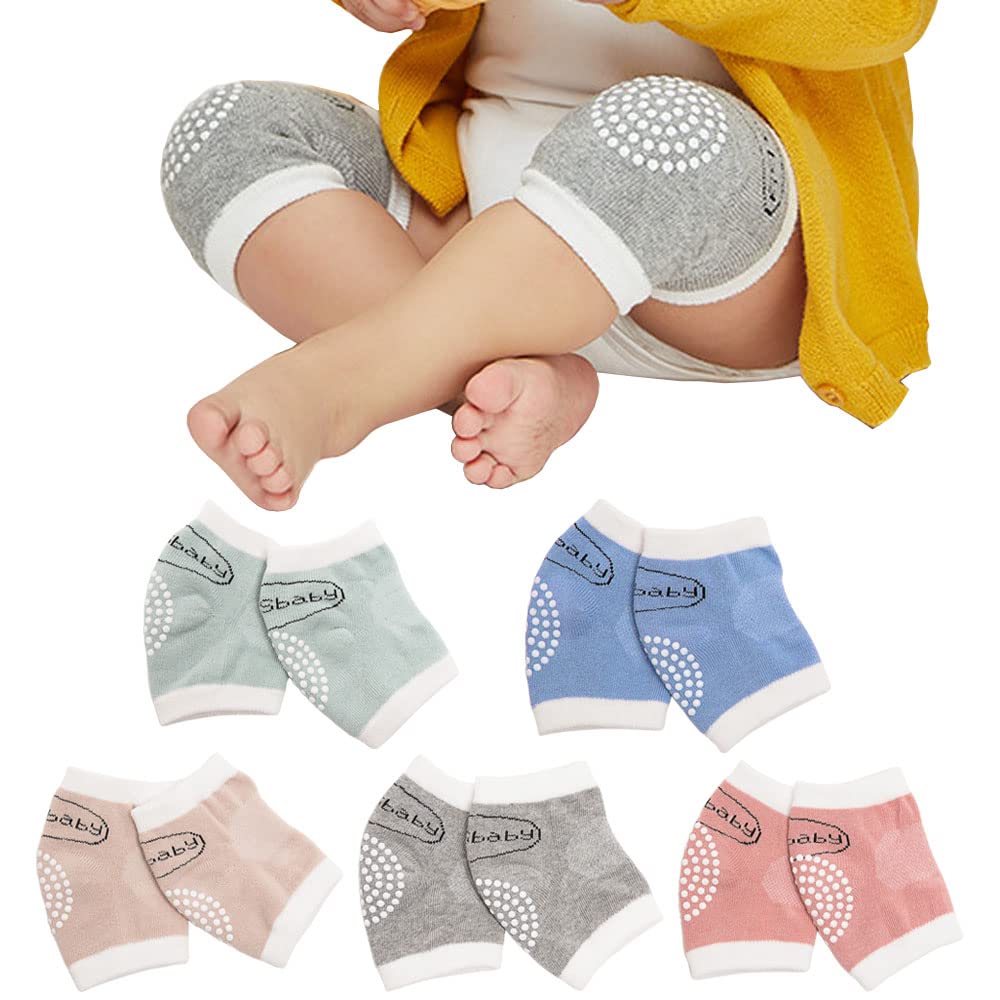 DZOZO 5 Pair Baby Knee Pads Anti-Slip Baby Crawling Knee Pads Baby Knee Protectors Toddler Baby Knee Pads Crawling Socks Baby Short Kneepads Baby Knee Protectors Leg Warmers Elbow Pads