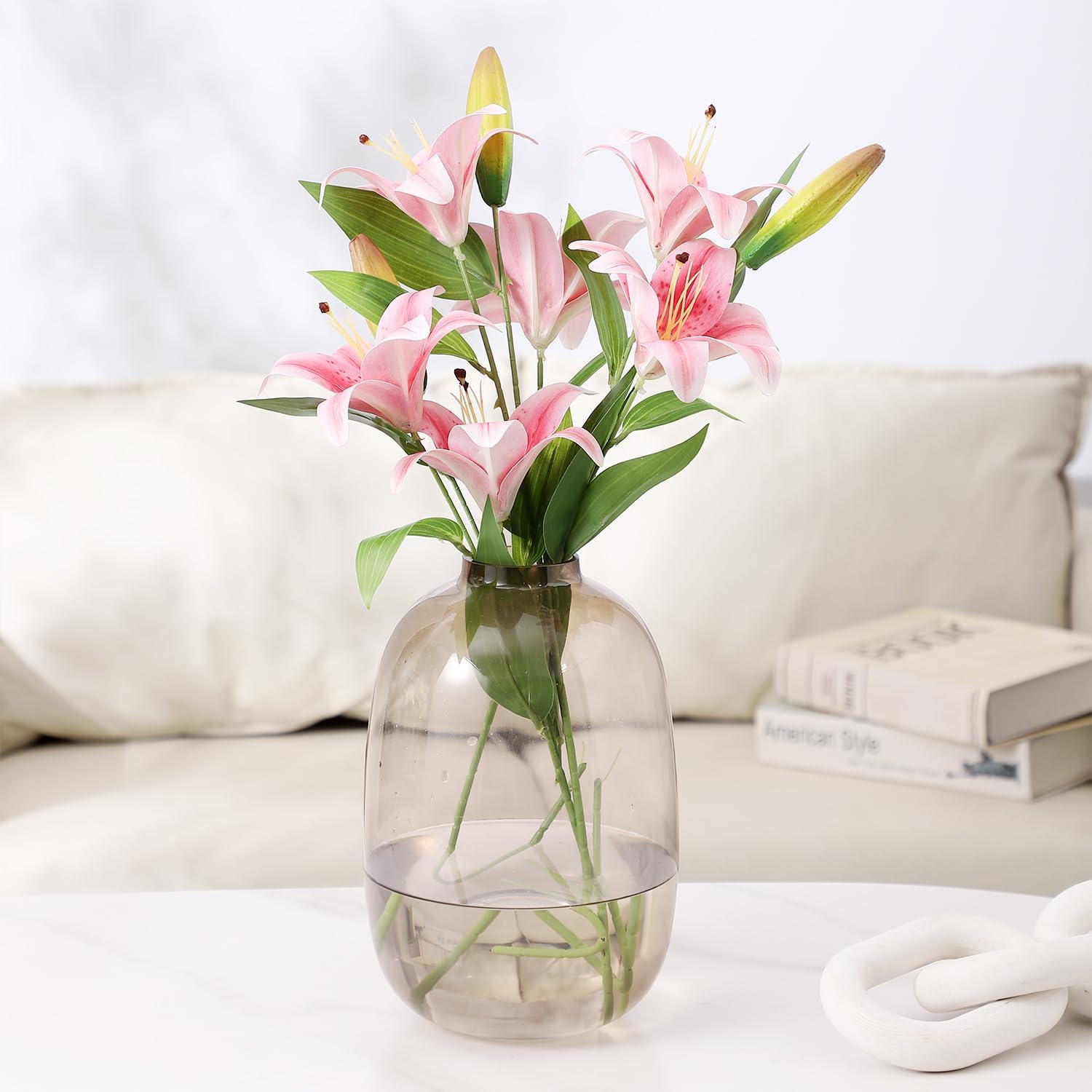 Brown Glass Vase, 10 Inches Large Glass Vase, Tall Glass Vases for Flowers, Modern Round Vases for Living Room, Dining Table, Shelf, Wedding, Office, Home - Image 4