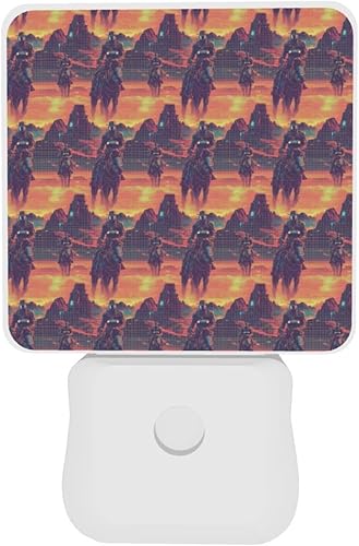 Miniatura 7 de Led Night Lights Plug Into Wall 2 Pack - 0.3W Cyber Retro Western Cowboy Print Nightlights Plug in Wall with Light Sensors Auto-OnOff, Night Lamp