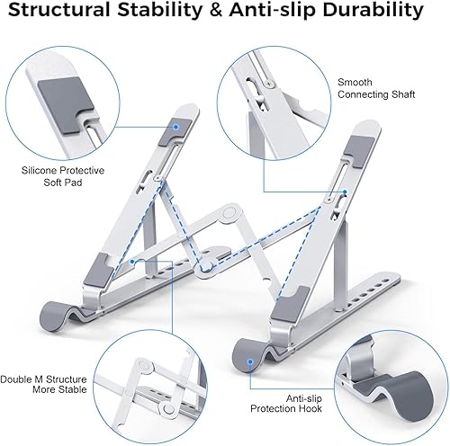 Miniatura 3 de Soporte para portátil de aluminio para escritorio Maxbook Pro Soporte ajustable Base de soporte para portátil Soporte portátil de 11-14 pulgadas