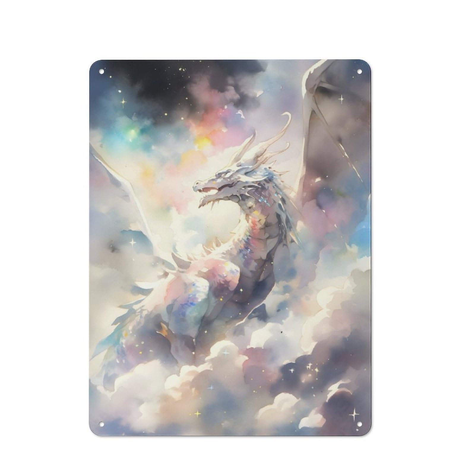 Metal Plaque 40x30cm with Majestic Dragon In Clouds for Pub Or Café, Rustic Decor, for Garage, Workshop And Man Cave Decoration