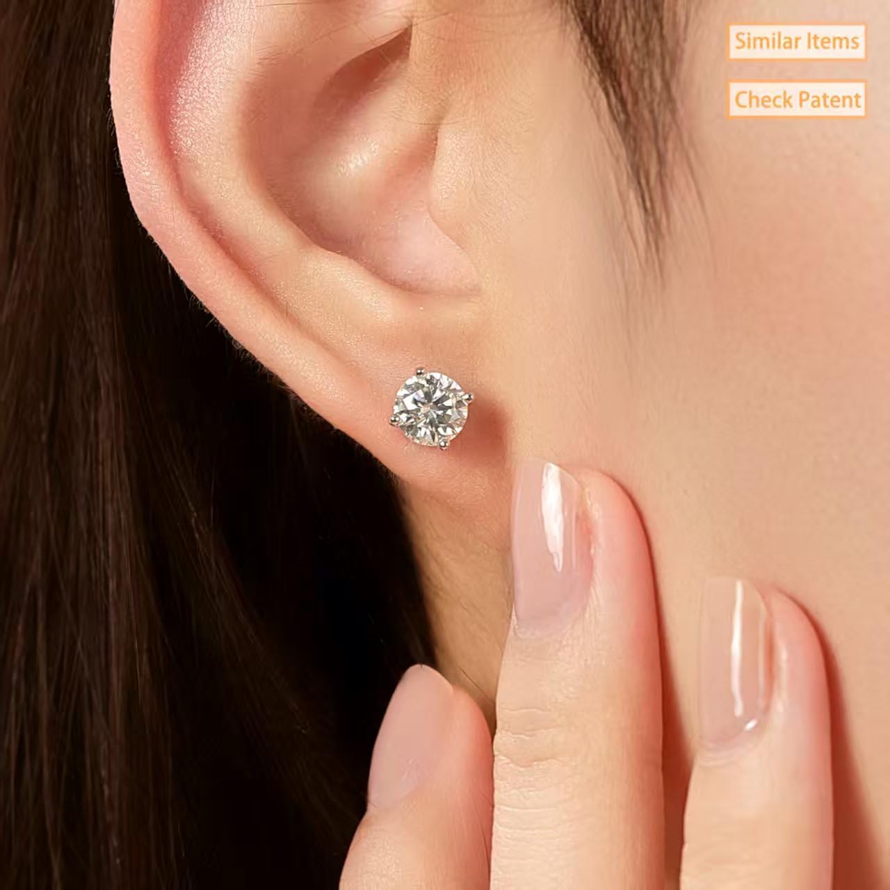 Moissanite Stud Earrings for Women Men, 18K White Gold Plated Solid GRA 925 Sterling Silver Earring Hypoallergenic Dainty Flat Back Stud Diamond Earrings, 0.6-4CT D Color VVS1 Clarity, Wedding Jewelry - Image 4