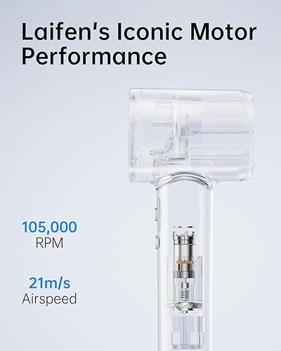 Miniatura 6 de Laifen Secador de pelo SE, secador de pelo iónico negativo de 200 millones con motor sin escobillas de 105,000 rpm, 1400 W, potente secado rápido,