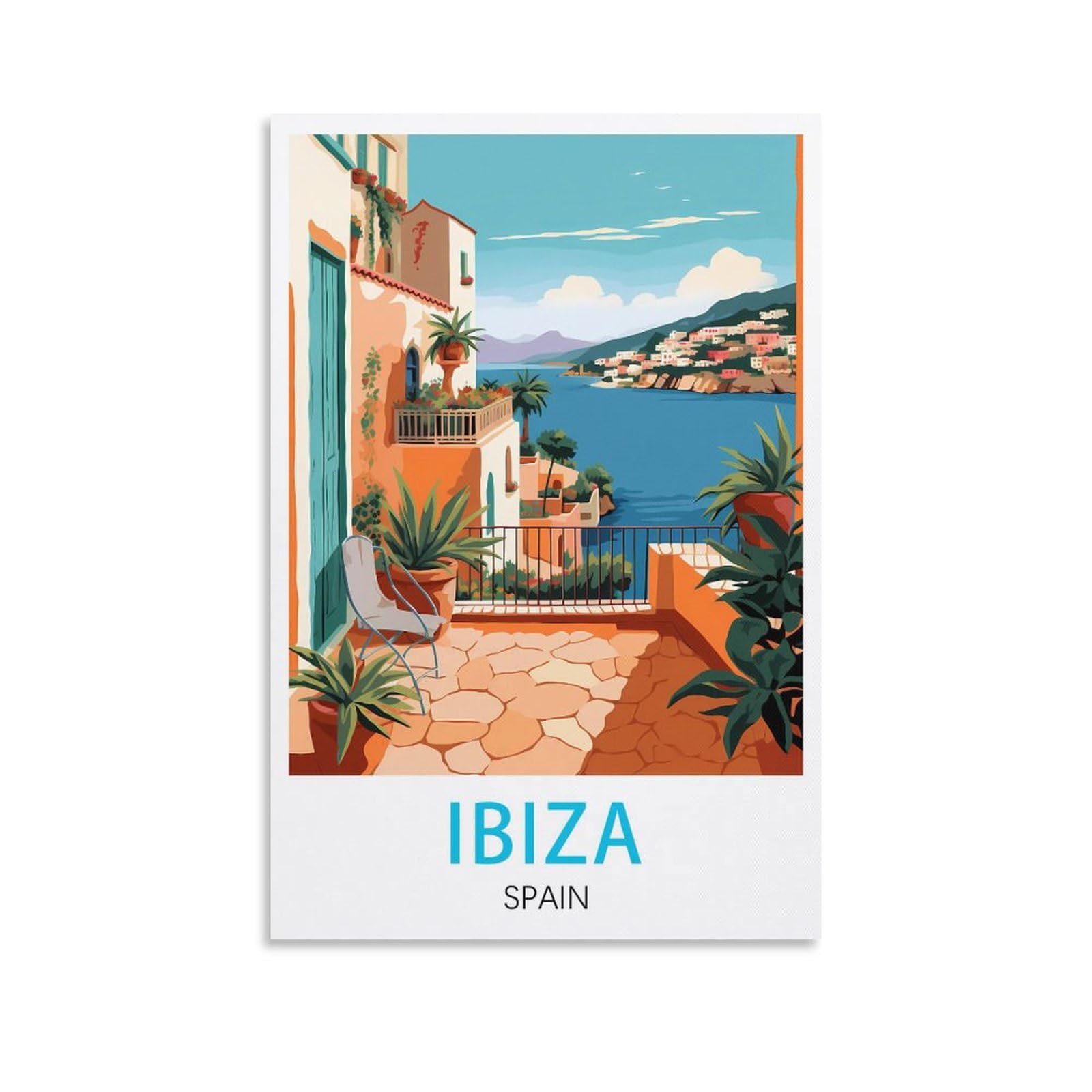 Orbana Unframe-Style Ibiza Spain Vintage Travel Poster 08X12inch(20X30cm) Canvas Print For Living Room, Bedroom, Dorm, Home, Office Wall Decoration