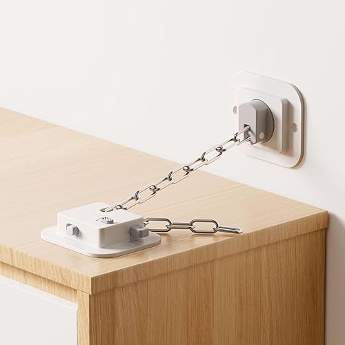 YEYA Anclaje para muebles antipunta, sin taladro, con adhesivo 3M, correas ajustables de 10 pulgadas, anclajes de pared a prueba de bebés para