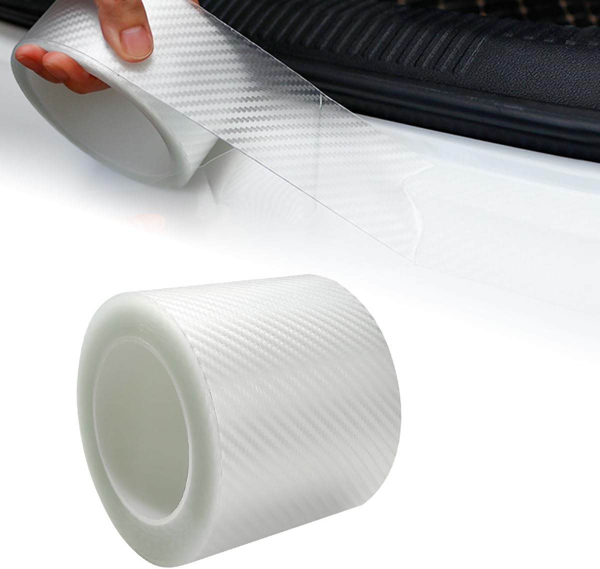 Car Door Edge Guards Door Sill Protector, 4In x 32.8Ft Door Entry Carbon Fiber Vinyl Wrap Film, Anti-Collision Bumper Guard Door Sill Scratch-Resistant Tape for Vehicle