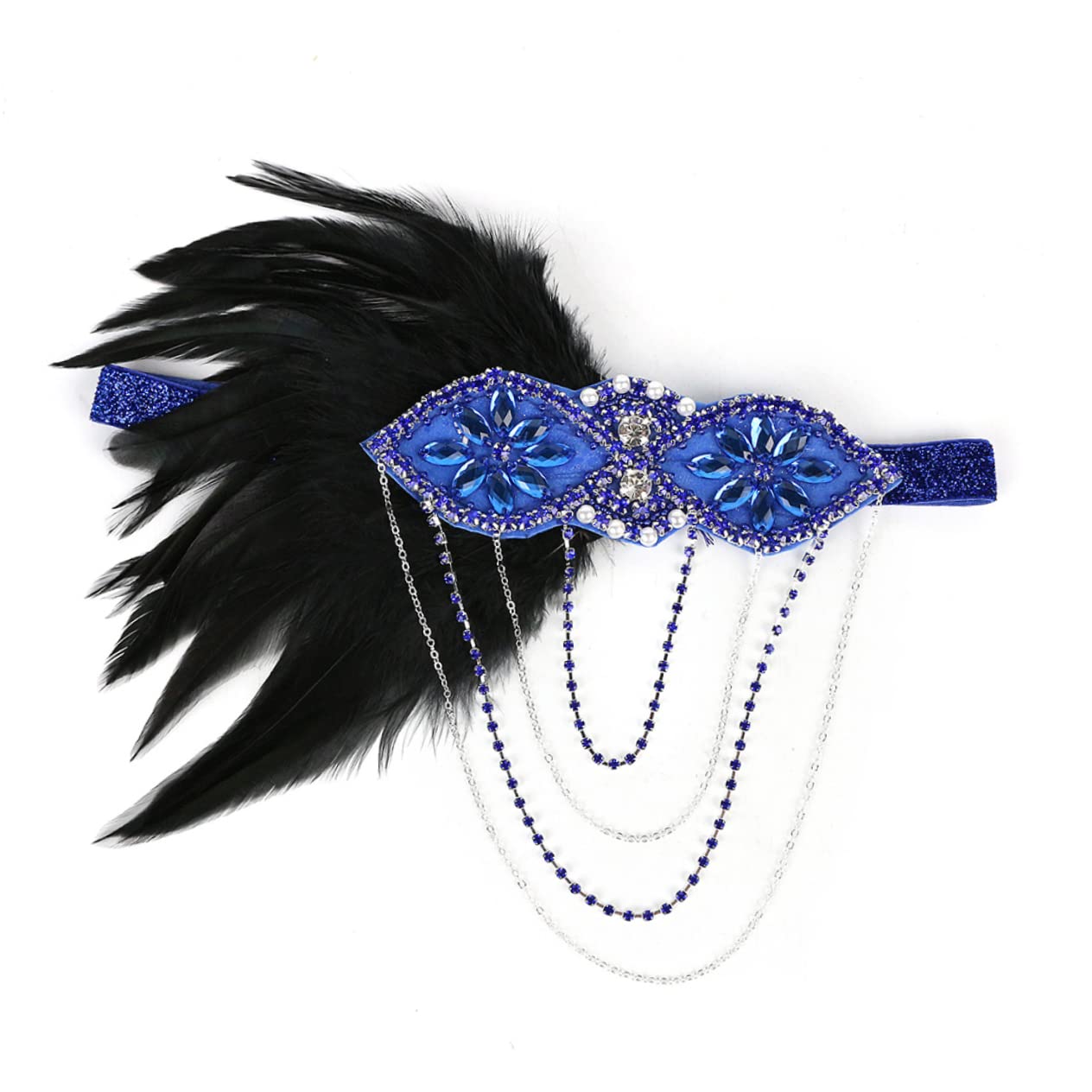minkissy 2piezas Diadema De Cadena Borlas Para Mujer Accesorio Elegante De Fiesta y Fotografía Color Azul