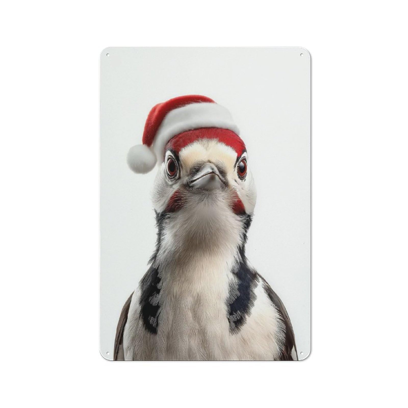 Junmoney Woodpecker Wearing A Santa Hat Metal Wall Sign 30X20cm Featuring For Living Room Wall, For Decorating Living Rooms And Feature Walls