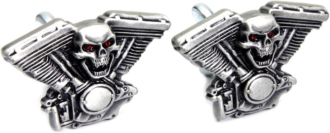 V-Twin 48-1622 - Skull on Panhead Engine License Plate Topper Set