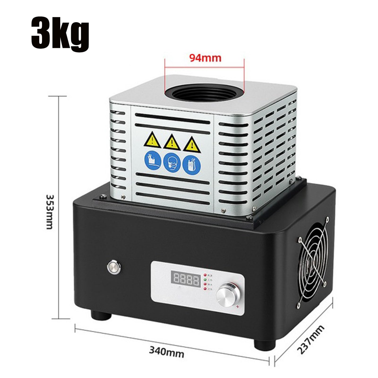 3KG,YXINHONGYUE Mały piec do topienia złota do biżuterii domowy piec do topienia 2 kg z kontrolą temperatury 0°C–1600°C który umożliwia szybkie i dokładne topienie metali