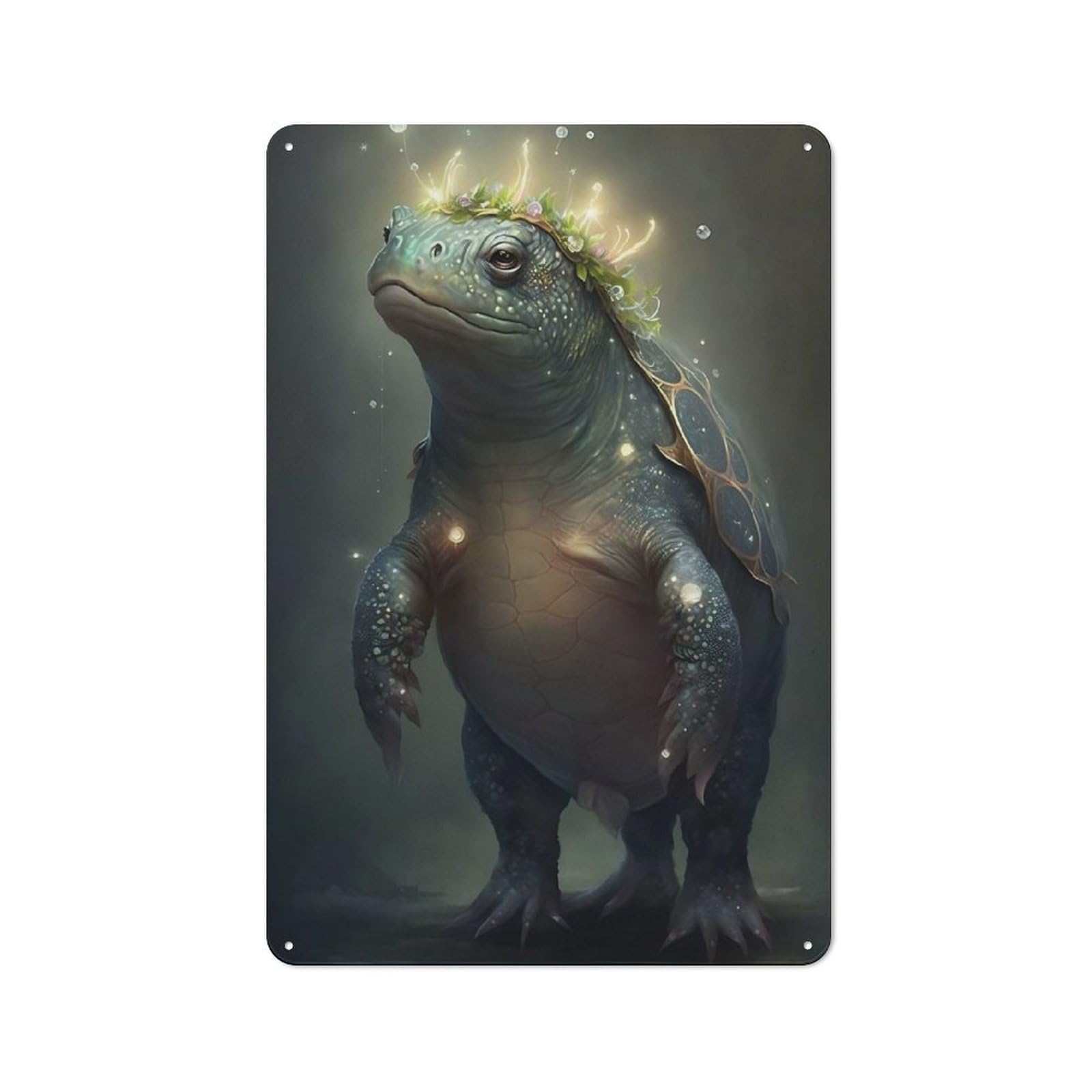 Junmoney Turtle Hippo Country Vintage Metal Wall Decor 30X20cm, Farmhouse Metal Sign For Kitchen, Cottage, Porch Or Garden Room