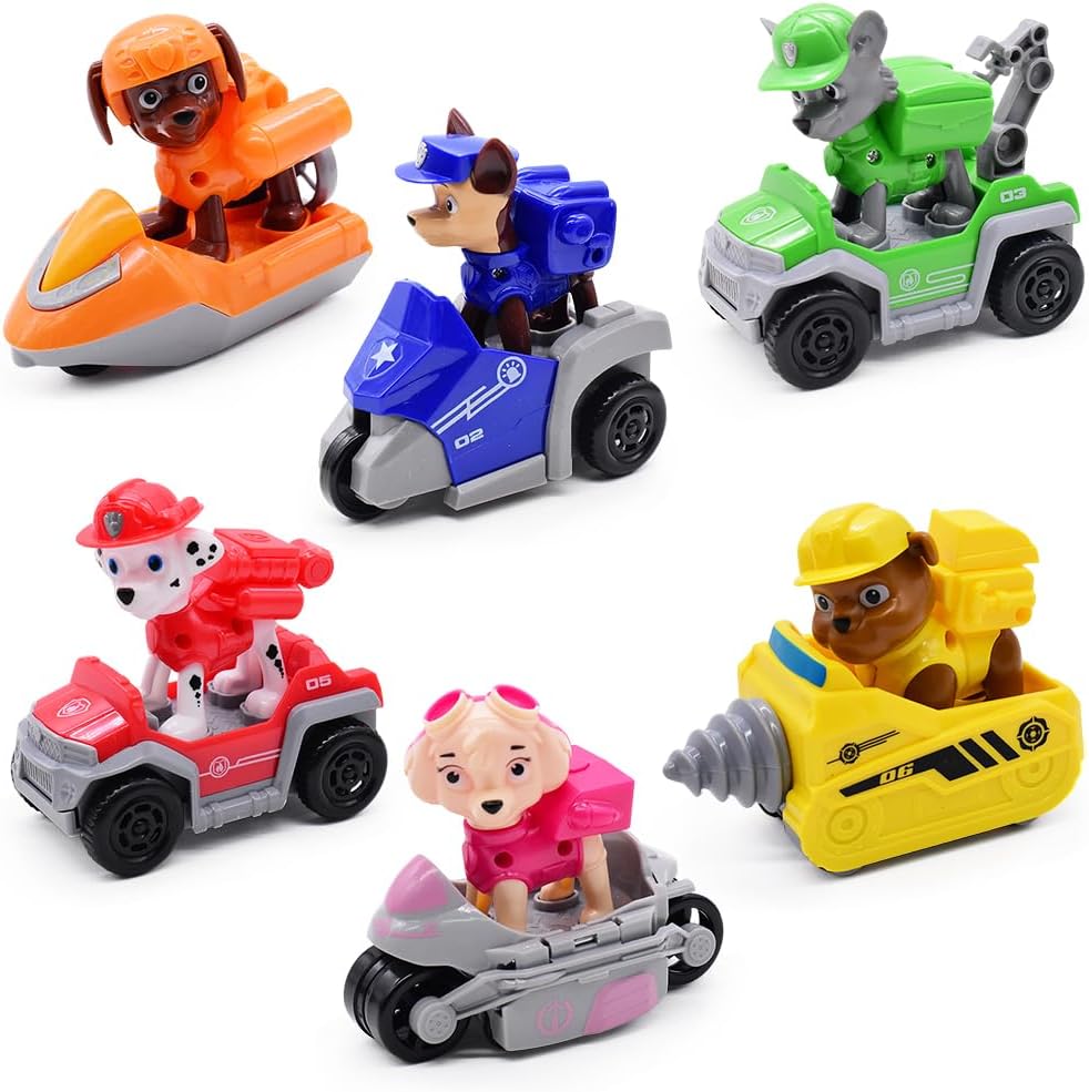 FISAPBXC Dog Patrrol Vehicle Set Dog Patrrol Pull Cars Dog Patrrol Cars Toy Mini Play Vehicle Collectable Dog Patrrol Racing Model Kids Boys Girls and Movie Fans Birthday