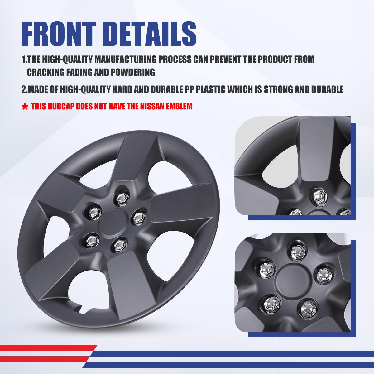Winjet Hubcaps 16 Inch Compatible with Nissan Rogue 2008-2015 Wheel Covers [2008 2009 2010 2011 2012 2013 2014 2015 Nissan Rogue] Wheel Rim Covers (16 Inch Set of 4, Black Matte)
