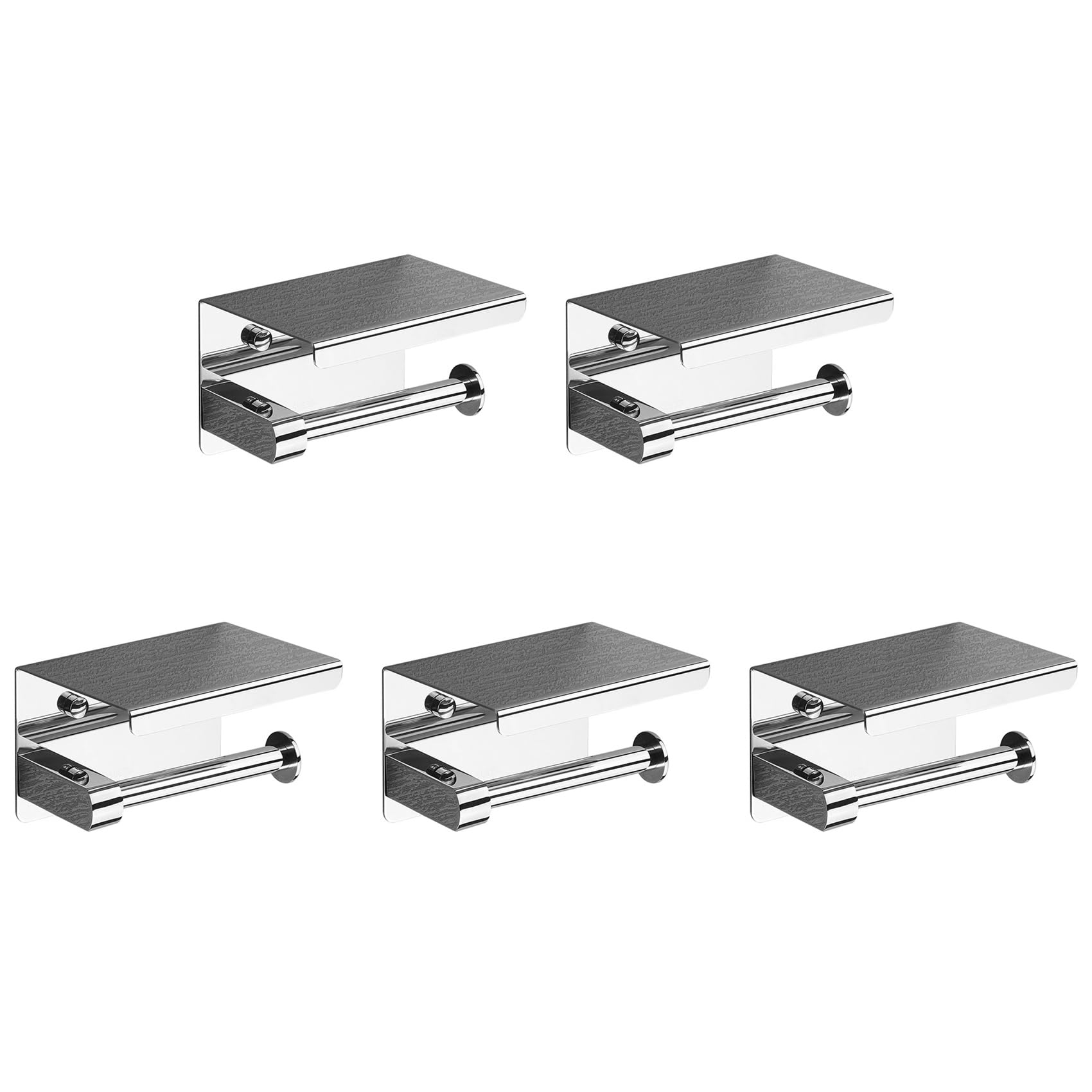 Hndhbfgrt 5X 304 Stainless Steel Toilet Paper Holder with Phone Shelf, Bathroom Tissue Holder Toilet Paper Roll Holder