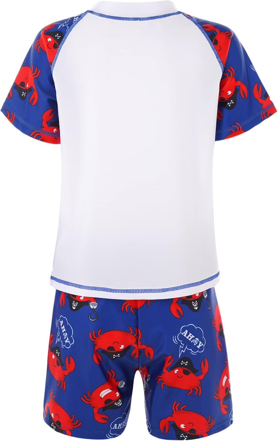 TTAO Little Boys Swimwear Swimsuit Rash Guard Tankini Short Sleeve Cartoon Printed Quick-Dry Bathing Suit