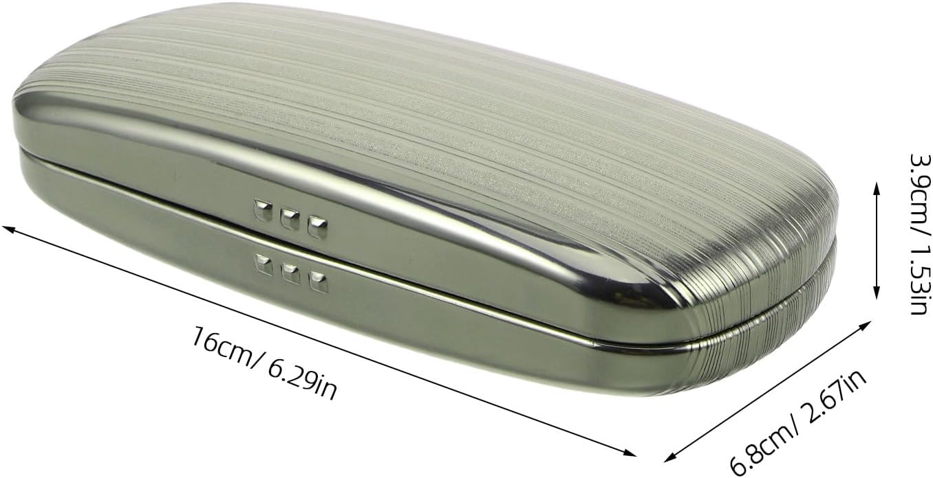 Aluminum Alloy Glasses Case Hard Shell Eyeglasses Storage Box Large Gray Portable Sunglasses Organizer for Men Women Travel and Daily Use
