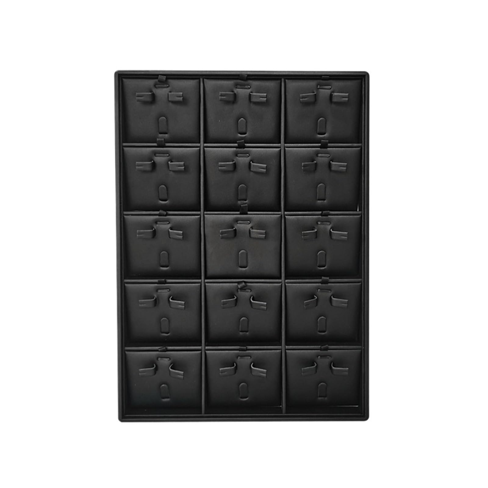 Boîte de rangement bijoux cuir PU noir et grand plateau boucles d'oreilles