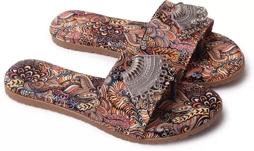 Rajasthani Slip-On Flat Sandals - Trendy and Comfortable Chappal for Girls-image-24