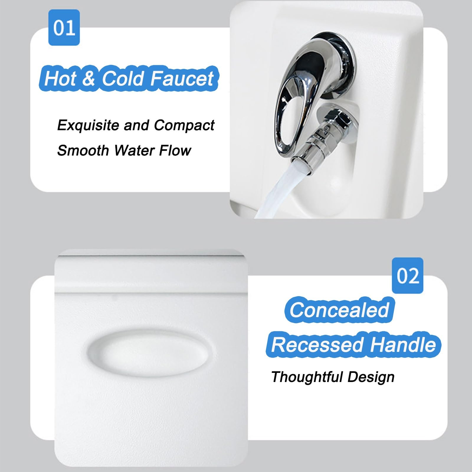 Fregadero Camper de Acrílico, Lavabo Caravana Plegable con Grifo de Agua Fría y Caliente, Diseño de Drenaje Rápido, Lavamanos para Baño y Cocina de Caravanas