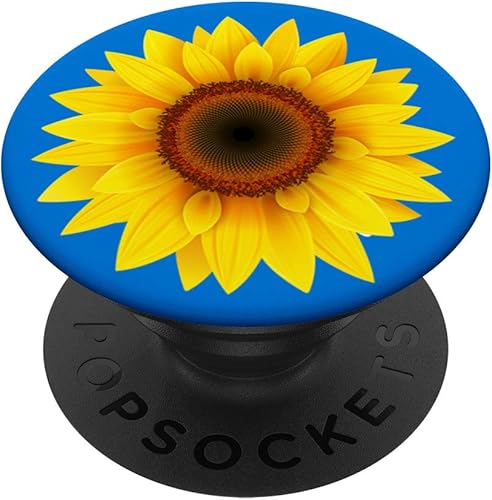 Girasol de girasol amarillo para decoración de flores PopSockets agarre y soporte para teléfonos y tabletas, Negro