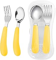 Vista 8 de VANRA Juego de 2 piezas de tenedor y cuchara para niños pequeños con estuche de viaje de acero inoxidable 18/8, cubiertos para niños, cubiertos