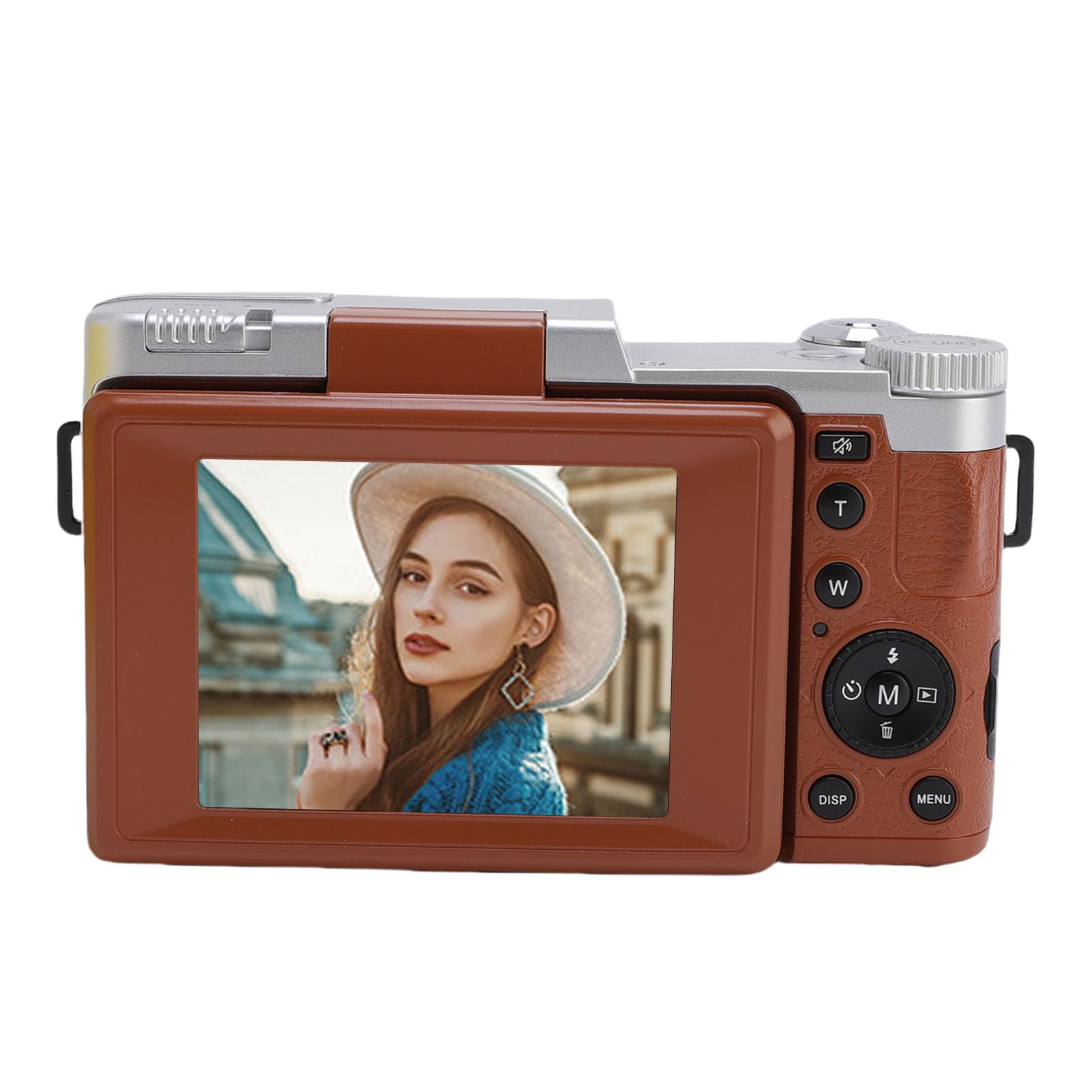 VBESTLIFE Camera Digitale 4K per Fotografia, Fotocamera da Vlogging da 64 MP con Schermo di Lancio da 2,8 "180 ° e 16 Filtri retrò, per Principianti (BROWN)