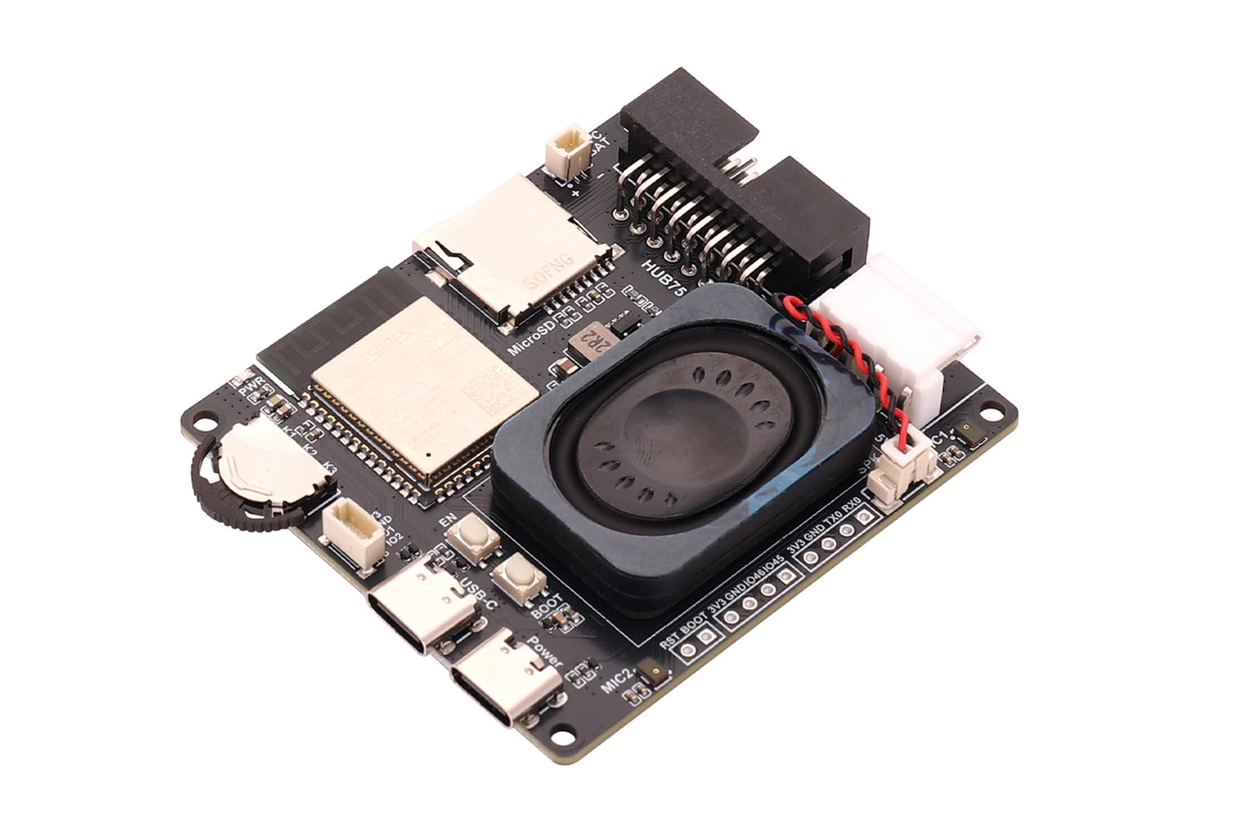 HUB75 płyta kontrolera matrycy RGB z microSD, audio i RTC | Programowalny kontroler matrycowy LED z dwoma portami HUB75, zasilaniem typu C, wejście/wyjściem audio