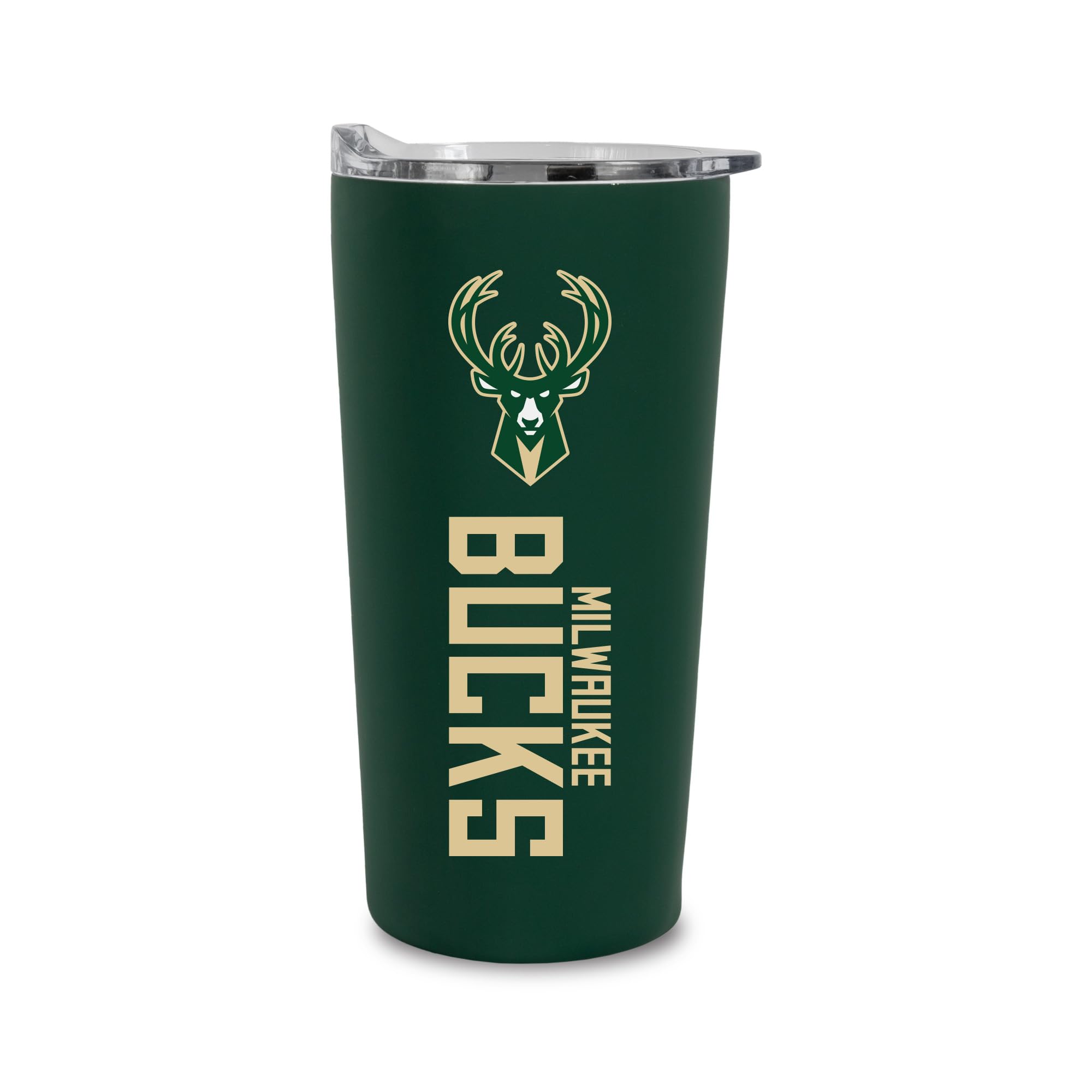 Rico Industries NBA Basketball Milwaukee Bucks 18oz Soft Touch, Easy Grip Tumbler