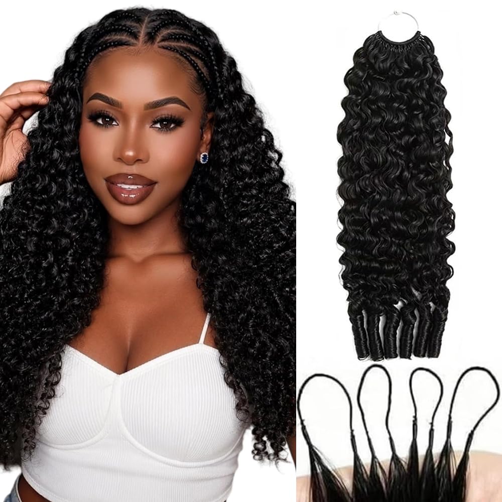 Feather Crochet Burmese Curly Miracle Knots Human Hair Extensions Echthaar Haar Knotless Invisiable Colore Natural Black 50g for Woman 16 Zoll