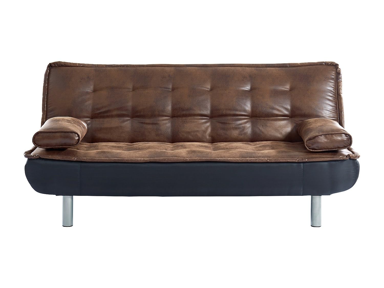 Vente-unique - Canapé 3 Places Convertible clic-clac en Microfibre Vieilli Marron MISHAN II