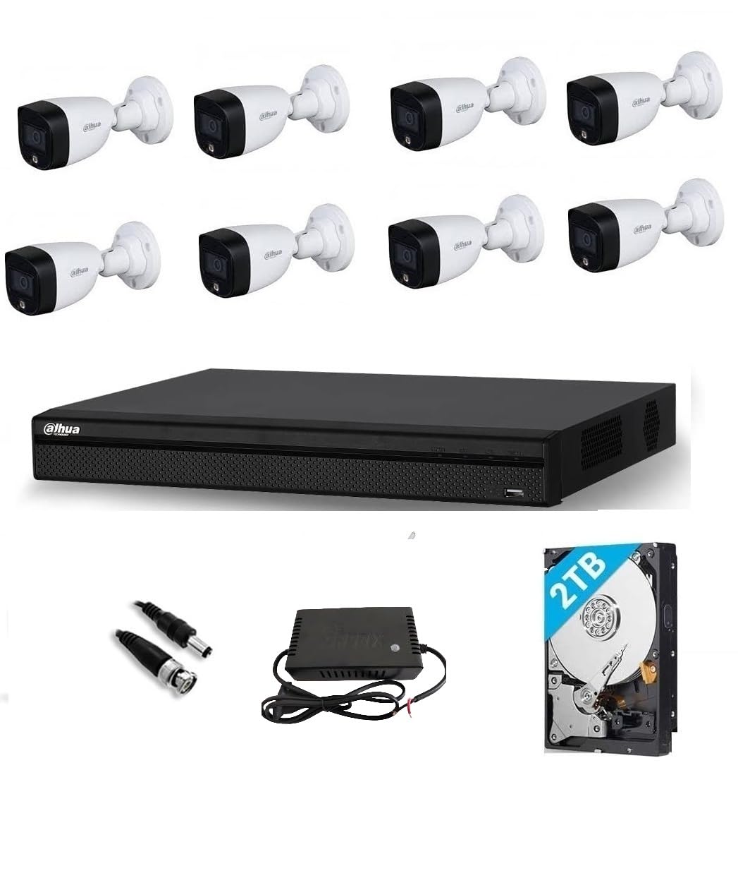Dahua 5MP Full HD Colour Vision in Night with Audio Mice 8 Camera Set(8 CH DVR,Outdoor Colour Vision in Night with Built in Audio Bullete Camera-8Nos,2TB Hard Disk,8CH SMPs,Connectors)