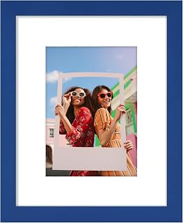 Vittanly 8x10 Picture Frame, Premium Material with Shatter Resistant Plexiglass, Display Pictures 5x7 with Mat or 8x10 without Mat, Photo Frame for Wall or Table Top Display, Royal Blue, 1 Pack