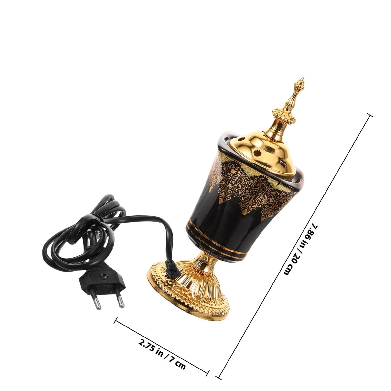 Quemador de Incienso Eléctrico Decorativo de Escritorio, Estilo Árabe Negro
