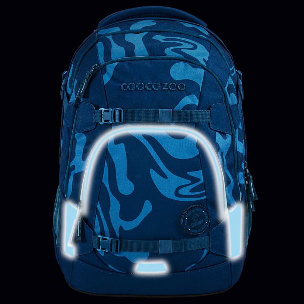 coocazoo MATE Schulranzen-Set 3tlg für Mädchen und Jungen ab der 4. Klasse mit Rucksack. Schlamperetui und Sportbeutel (Breaking Waves)