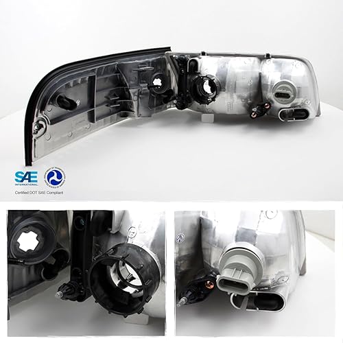 Miniatura 2 de AKKON - Para Ford Crown Victoria Faros de repuesto negros con lámparas de esquina 4 piezas izquierda + derecha par conjunto