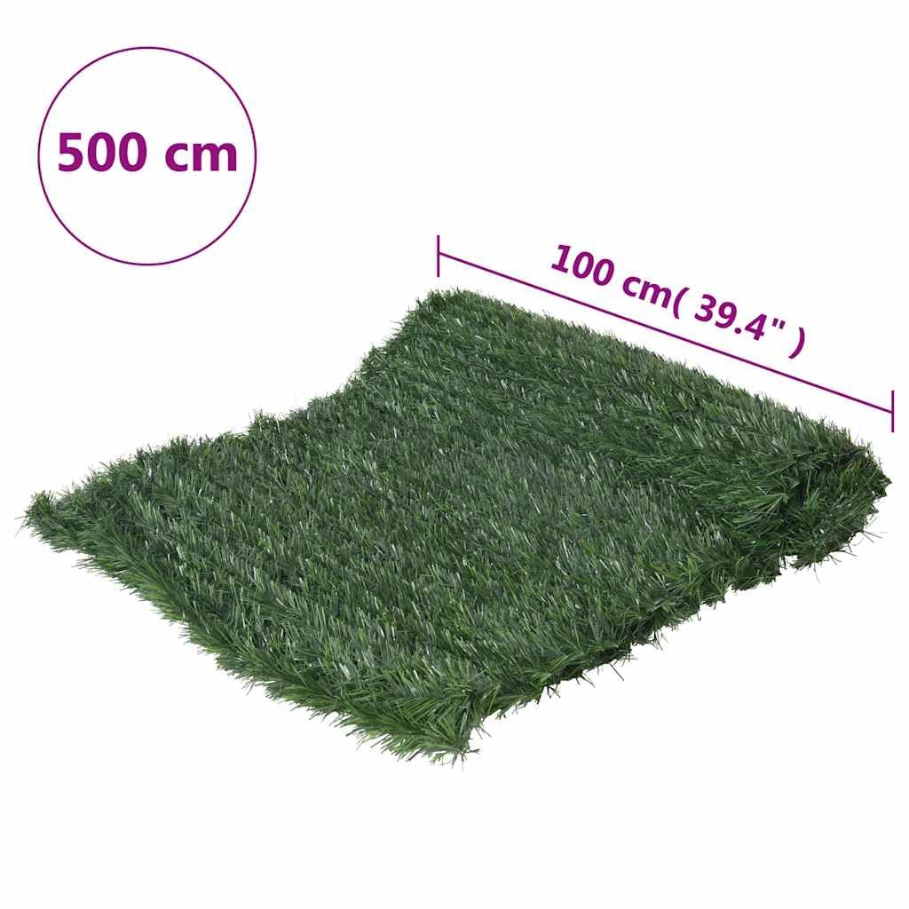 Césped artificial verde de PVC 1 x 5 m con cintas, protección visual para jardín, terraza, balcón, como decoración y protección contra el sol y el viento