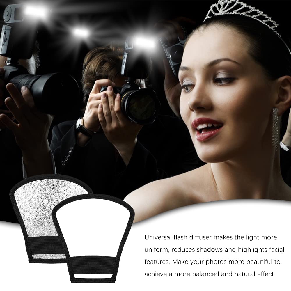 3 sztuki uniwersalnych lamp błyskowych w kolorze srebrnym, białym, 2 w 1, mały dyfuzor błyskowy, softbox, przenośny z gumową taśmą do reflektora, studia, dyfuzora światła
