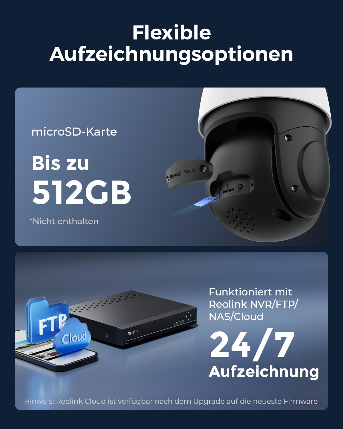 Reolink 4K 8MP UHD PTZ Outdoor Überwachungskamera PoE mit 5X 3D optischem Zoom, Auto-Tracking, Farbnachtsicht, smarte Personen-/Fahrzeug-/Tier-Erkennung, Zwei-Wege-Audio, 24/7 Aufzeichnung, RLC-823S1