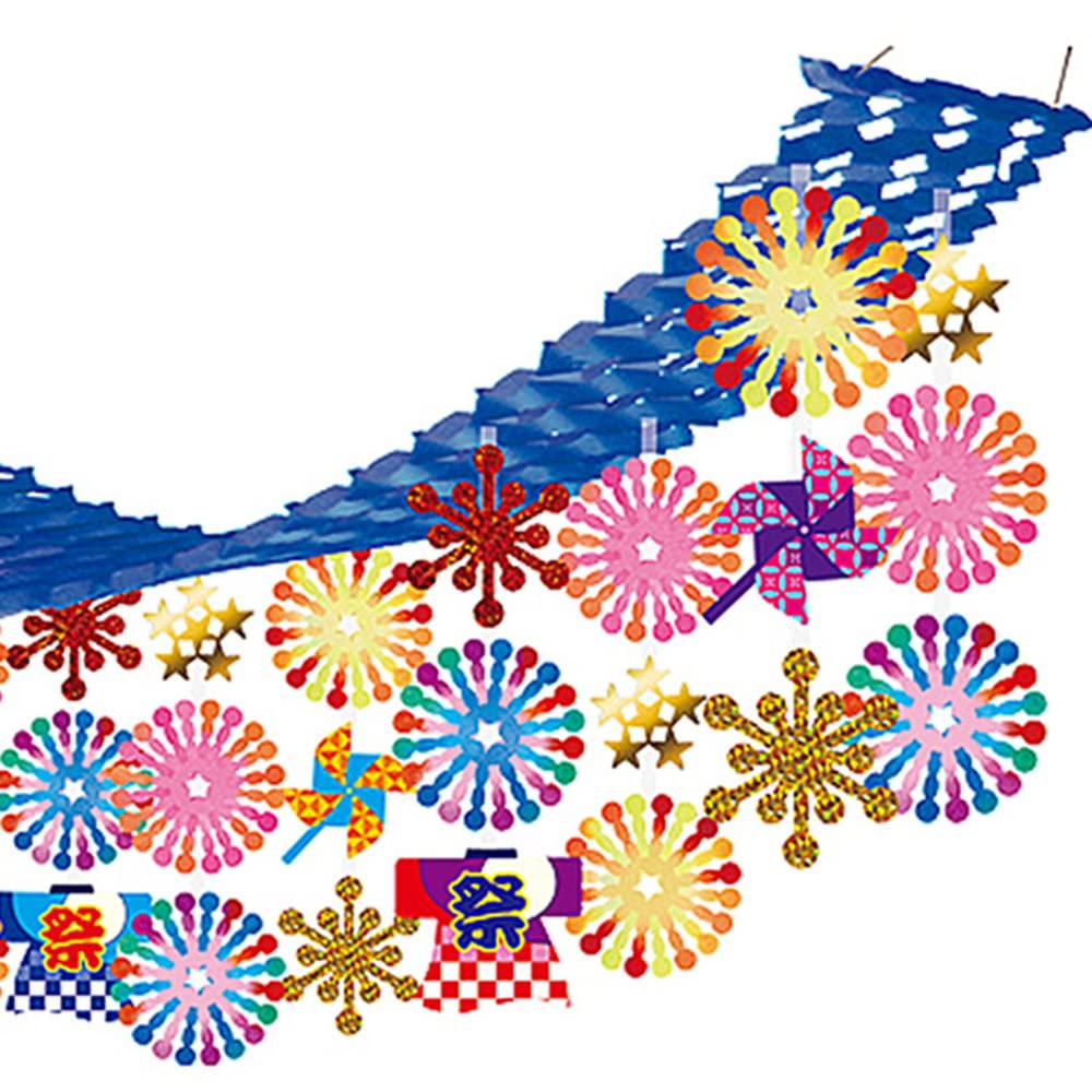 Amazon.co.jp: 夏祭り装飾 あざやか花火プリーツハンガー L180cm