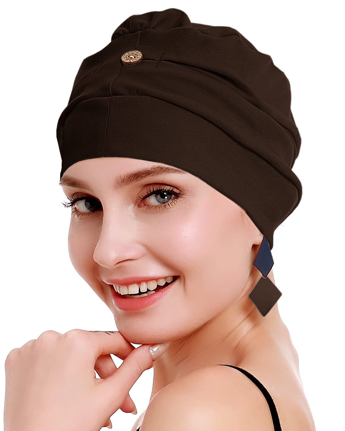 osvyo Chemo Headwear for Women Cancer Hairloss Hat - Cotton Lightweight Headwear,Coffee