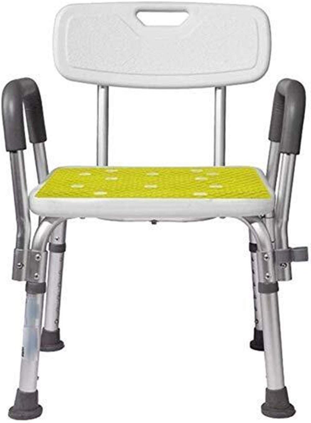 Tabouret de douche réglable en aluminium avec dossier et accoudoirs