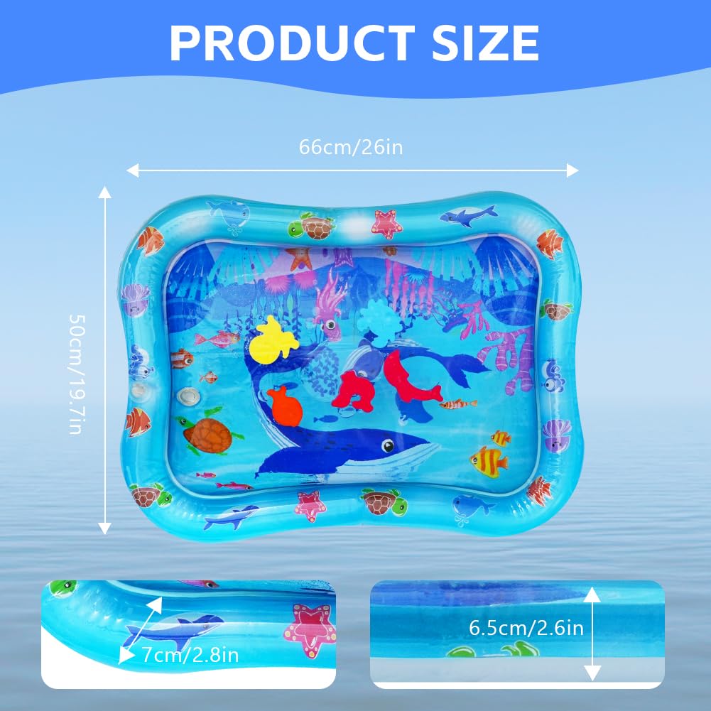 AYESY Tummy Time Mat,Inflatable Tummy Time Water Mat Baby Pad,Early Development Activity Pad for Infants & Toddlers 3 6 9 Months Newborn Girls Boys (66×50CM) - Image 2