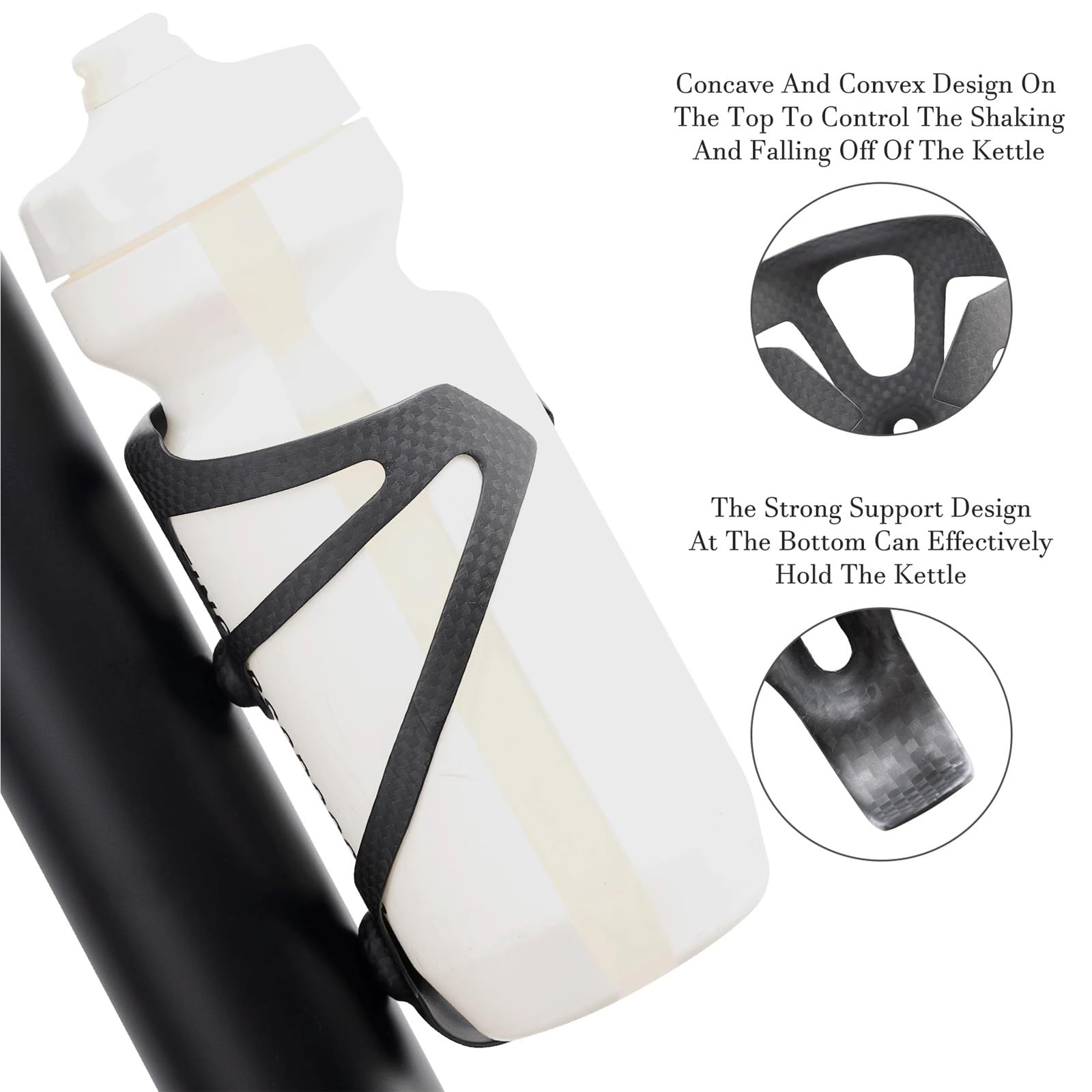 Jaula para botella de agua de fibra de carbono 3K, soporte para bicicleta de carretera, color negro mate, peso (16 ± 2 g) para bicicleta de montaña (2 unidades)