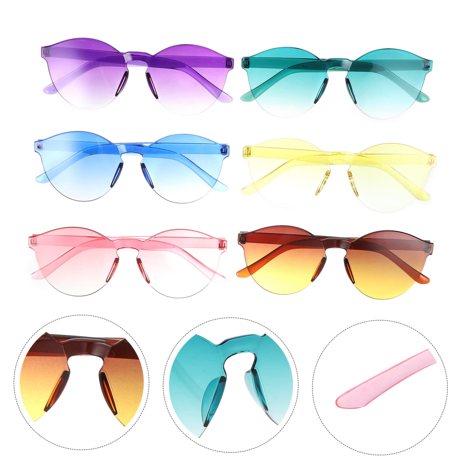 minkissy Fashion Gradient Sunglasses Polarized Rimless Glasses for Parties Casual Eyeglasses Frame for Women Men